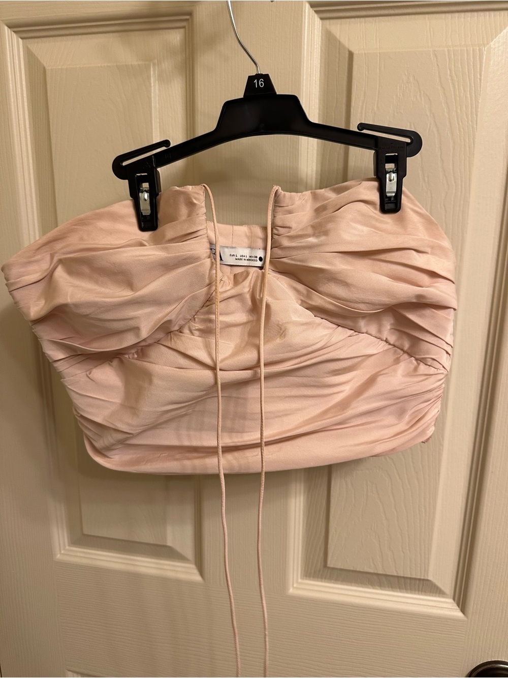 Zara Blush Pink Ruched Strapless Crop Top